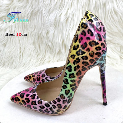 Moda Leopard Print 8cm 10cm 12cm Décolleté Donna Punta a punta Stiletto Sexy Celebrity Night Club Party Scarpe col tacco alto di grandi dimensioni platinumshop