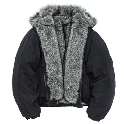 Mens Korean Streetwear Thick Warm Jacket Winter Fleece Lined Fur Collar High Quality Cold Proof Heavyweight Outdoor Thermal Coat