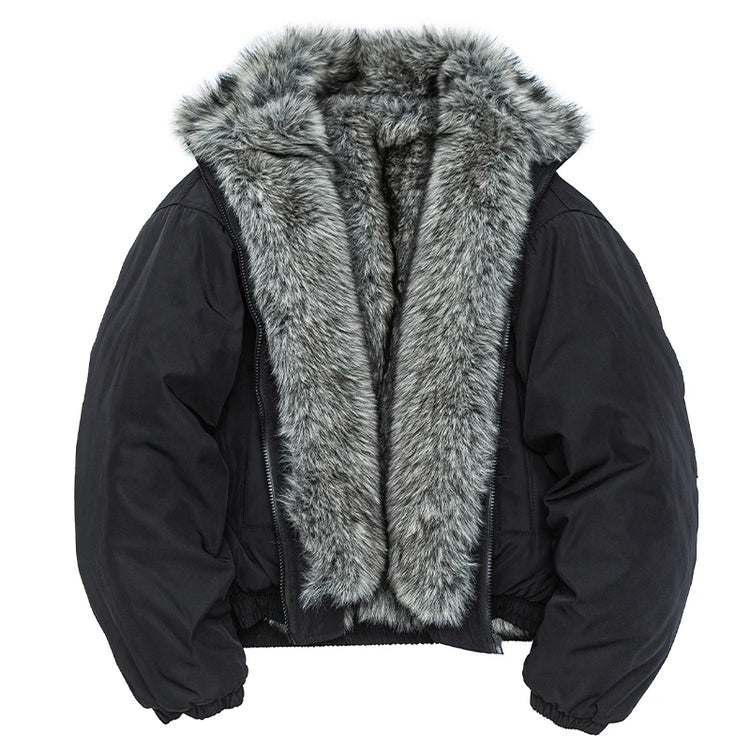 Mens Korean Streetwear Thick Warm Jacket Winter Fleece Lined Fur Collar High Quality Cold Proof Heavyweight Outdoor Thermal Coat