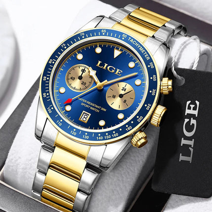 LIGE Nuovi orologi da uomo Orologi da polso al quarzo da uomo di lusso delle migliori marche Cronografo sportivo impermeabile e luminoso Relogio Masculino+BOX platinumshop