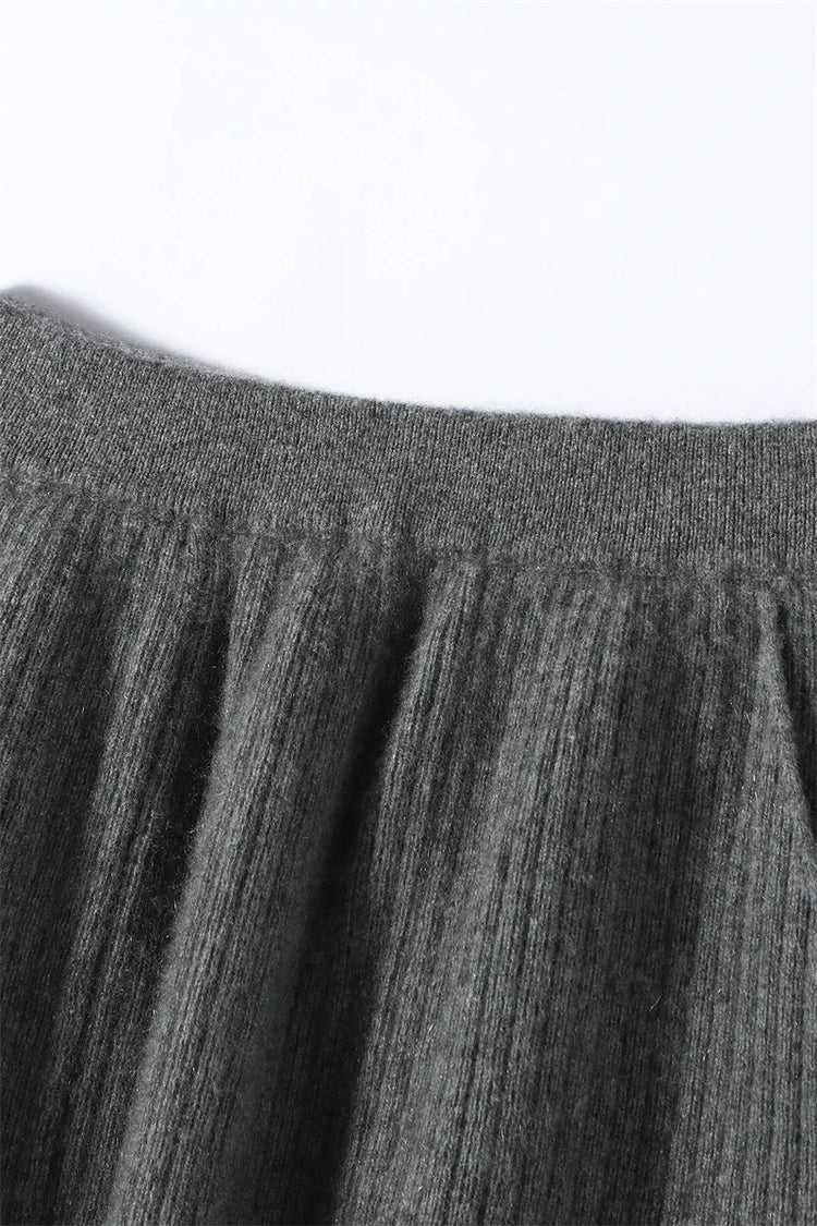 Yoyoselect 100% Cashmere Women's Skirts Autumn Winter Mid Calf Length Knitted Skirt Soft Versatile Quality OL Skirts Clothing PlatiNum