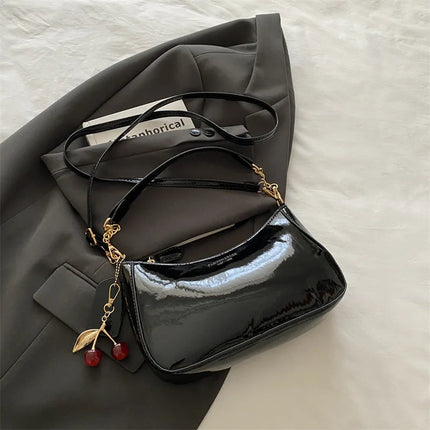 Retro Solid Color PU Leather Shoulder Underarm Bag Women's Fashion Handbags Casual Purses and Handbag Ladies Hand Bags PlatiNum