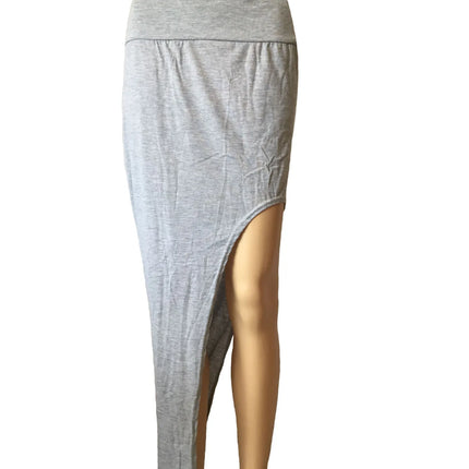 Modische geteilte Röcke Sexy lange Röcke für Damen Offener seitlicher Schlitzrock High-Waist-Rock mit hohem Schlitz Schwarz