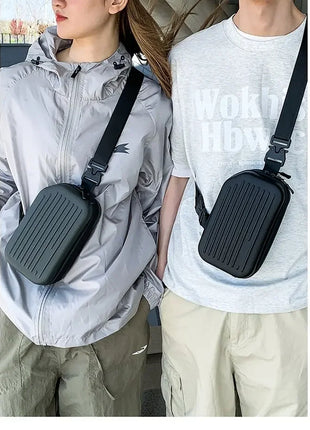 Borsa a tracolla rigida nera, leggera e portatile, per adulti, ideale per il trasporto quotidiano, lo shopping, le brevi camminate all'aperto e l'uso quotidiano.
