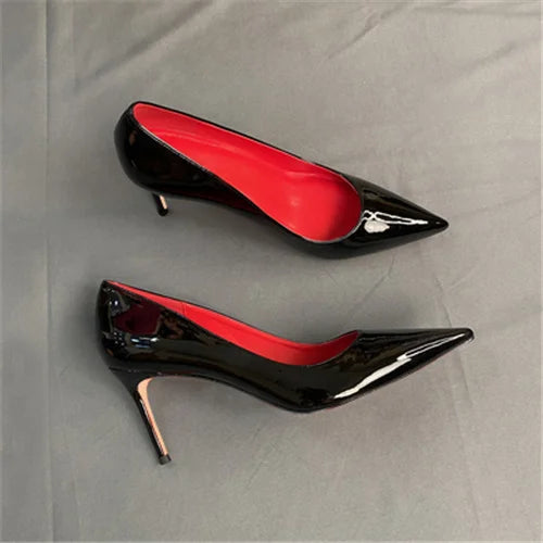 Classic Black Red High Heels Shoes Woman Pumps 12cm Tacones Pointed Toe Stilettos Sexy Deep Cleavage Wedding QKOU011 ROVICIYA