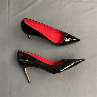 Classic Black Red High Heels Shoes Woman Pumps 12cm Tacones Pointed Toe Stilettos Sexy Deep Cleavage Wedding QKOU011 ROVICIYA