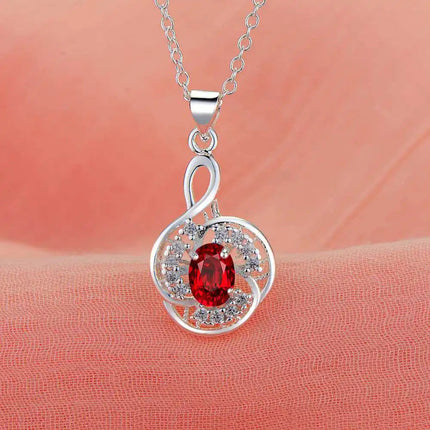 Collana con Ciondolo in Argento Sterling 925 con Zirconi per Donne, Gioielli di Alta Qualità per Matrimoni e Fidanzamenti, Regali di Moda per Feste PlatiNum