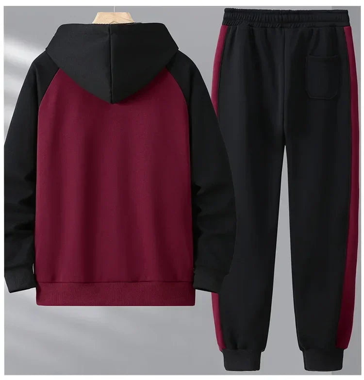 Big size thick hoodie set for men autumn winter casual plus size cardigan jacket hooded two-piece set 170kg 11xl suits for men