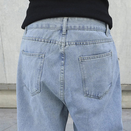 Spring Autumn Men Baggy Jeans Oversize Straight Loose Casual Denim Trousers Solid Color Streetwear Fashion Y2k Wide Leg Pants PlatiNum