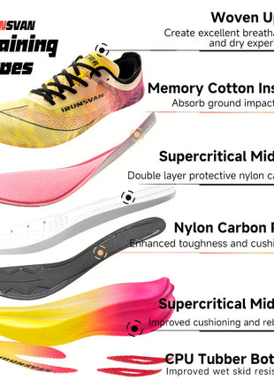 IRUNSVAN Rehuo 1.0 Full Length Carbon Plate Running Shoes  Marathon Ultra Lightweight Men's  24028 PlatiNum