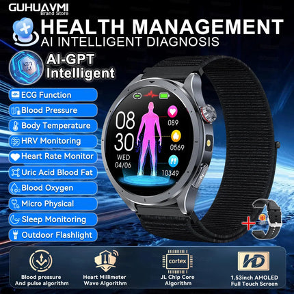 Nuovo Smartwatch 2026 per Analisi del Grasso Corporeo, ECG+PPG, Acido Urico, Pressione Sanguigna, Ossigeno nel Sangue, Orologio con Chiamate per Uomini e Donne platinumshop