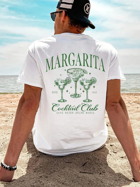 T-shirt d'été pour homme à manches courtes avec imprimé au dos Margarita