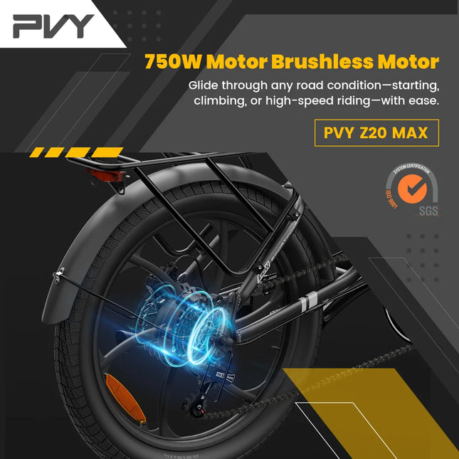 PVY Z20 MAX Foldable Electric Bicycle with Torque Sensor, Dual Battery for Urban Commuting, Pedal-Assisted E-bike with 25.6Ah Range