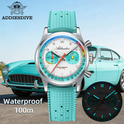ADDIESDIVE HOT 38mm Men's Watch AD2549 BGW9 Super Luminous Fluorocarbon Rubber 10Bar Waterproof 0S21 Chronograph Quartz Watches
