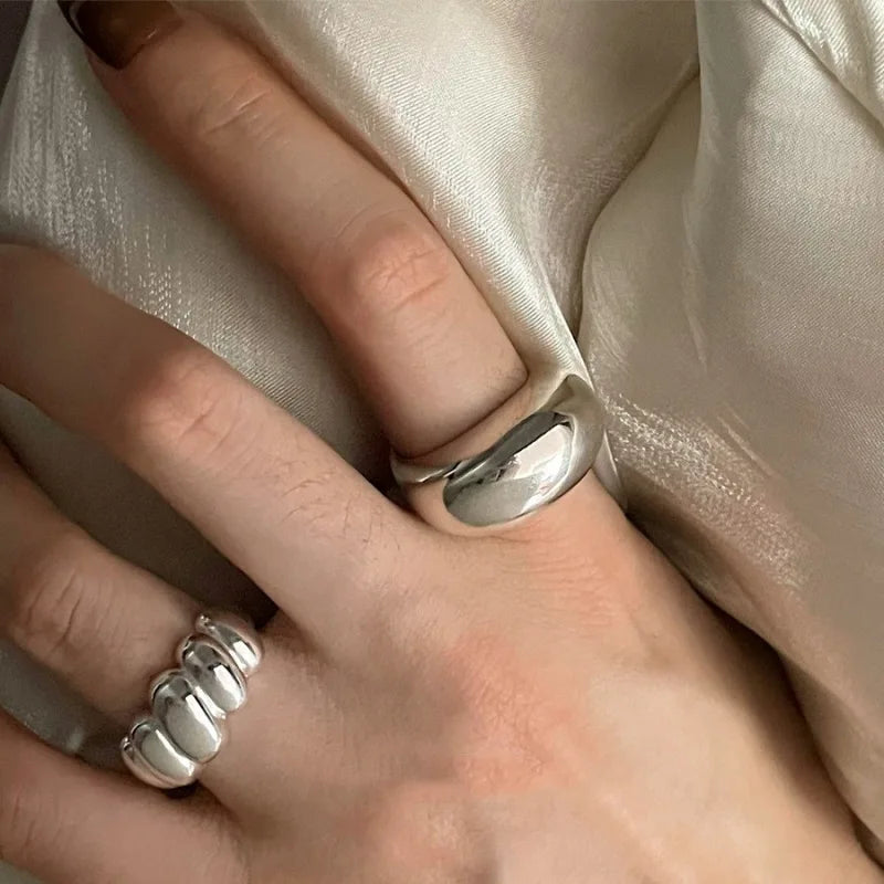 VENTFILLE Anello largo ad arco in argento sterling 925 per gioielli di design punk con geometria femminile regalo asimmetrico Dropshipping