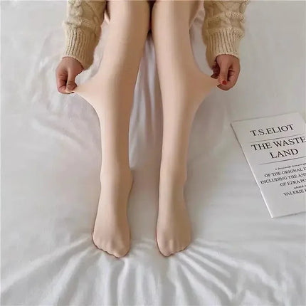 Colorful Fleece Lined Tights Women Winter Thermal Pantyhose Polar Skin Black Effect Stockings Leg Warmers Thick Opaque Leggings PlatiNum