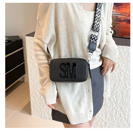 Cross-Border Style Camera Bag Fashionable Retro Women's Shoulder Slant Bag Small Square Bag Street Trend PU Material PlatiNum
