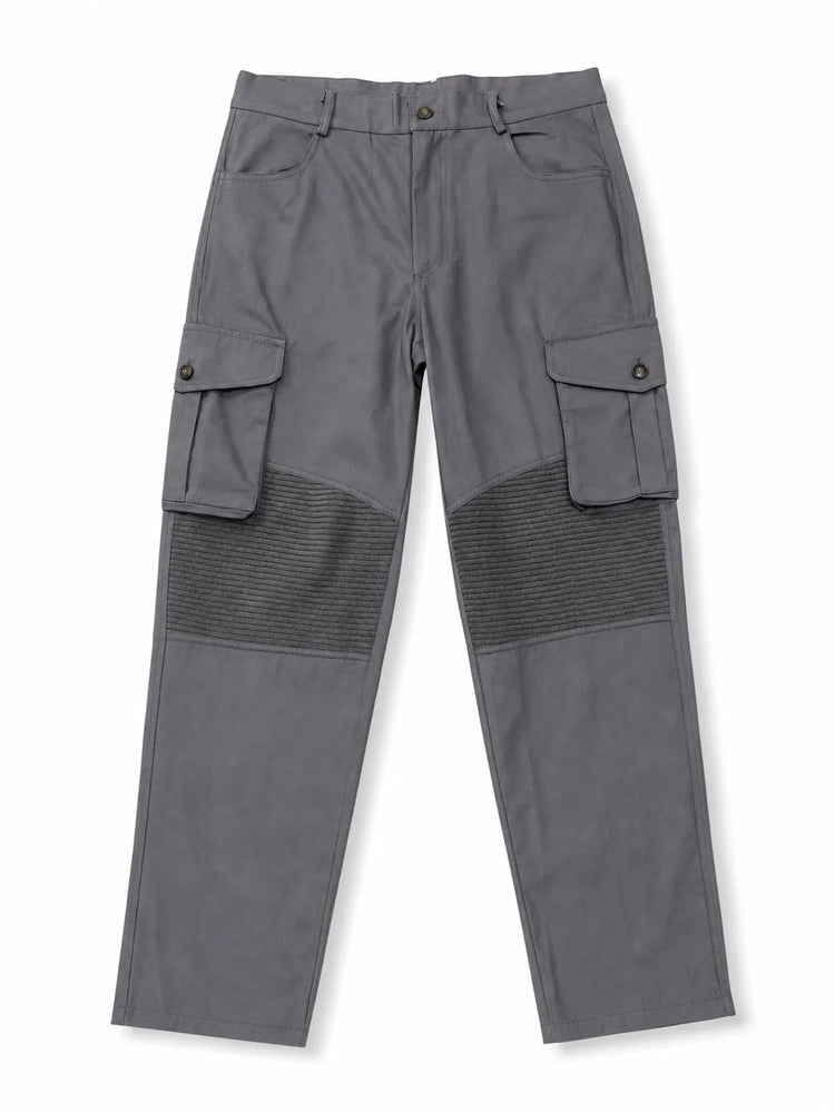 Men 100% Cotton Tactical Cargo Pants Multi‑Pocket Spliced Striped Trousers Spring Autumn Casual Outdoor Long Pants For Male