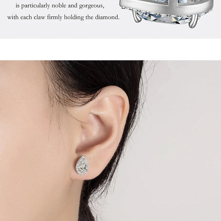 PERFANY 1CT Moissanite Earrings for Women S925 Pure Silver Water Droplet Cutting Laboratory Diamond Earrings Luxury Jewelry PlatiNum