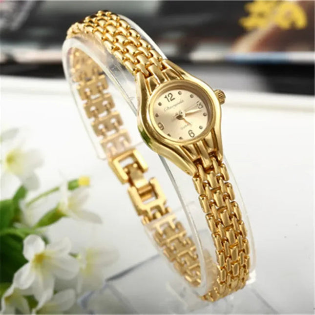 Orologio da polso dorato per donna Orologio da polso da donna di lusso con quadrante piccolo Orologio da donna al quarzo elegante in acciaio Regalo di moda reloj mujer platinumshop