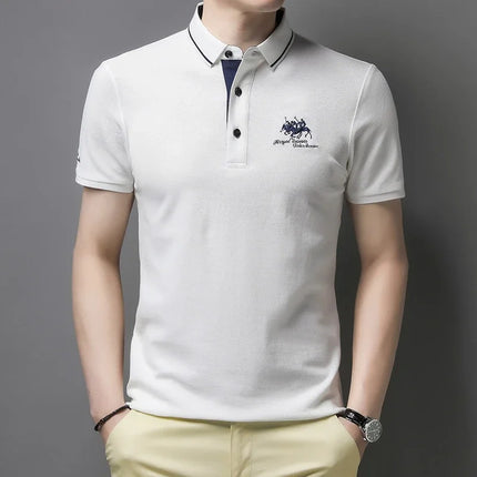 Men's Embroidered Short Sleeve Polo Shirt Casual Fashion Comfortable Summer Top