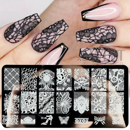 5 Sheets Lace Flowers Nail Stamping Plates Mandala Geometric Nail Art Stamp Templates Polish Printing Stencils Manicure Tools
