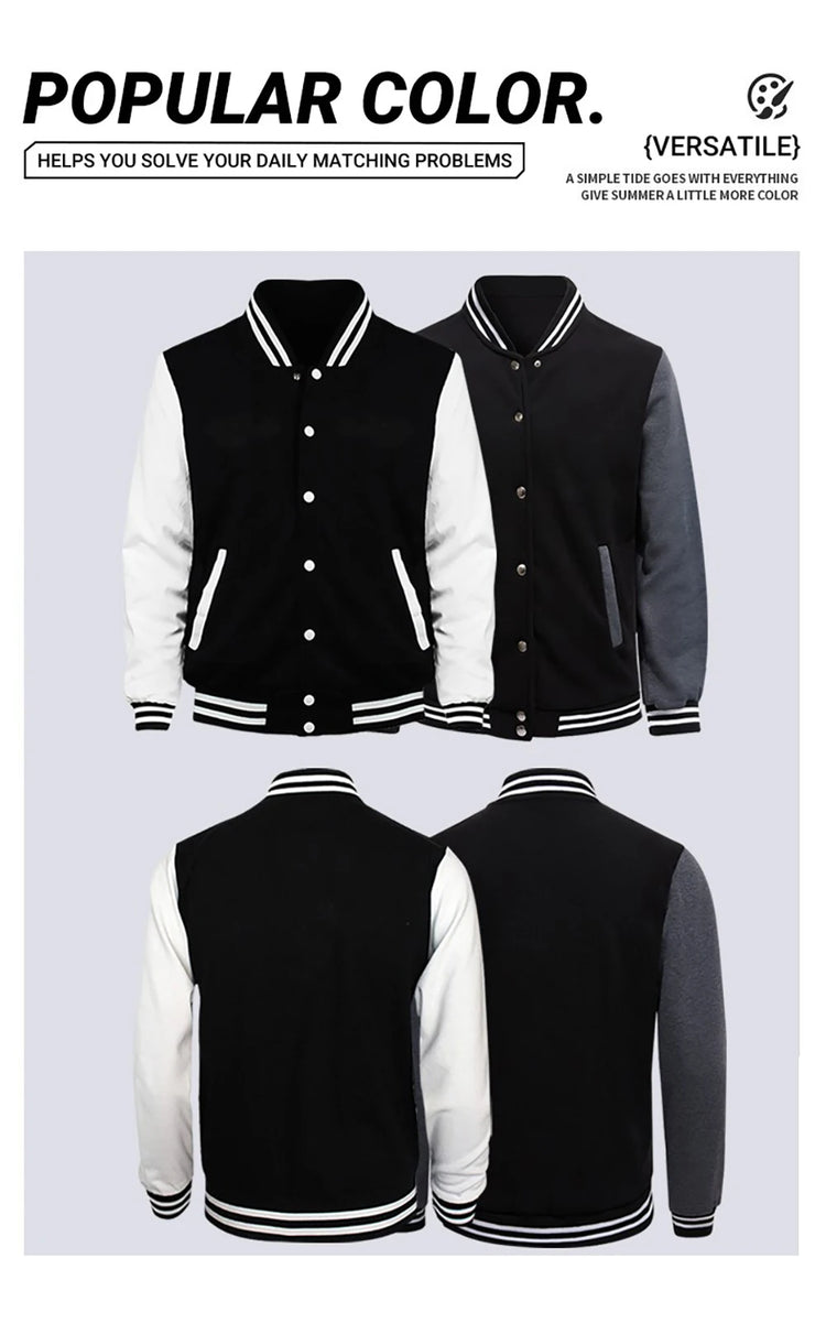 Los Angeles Art Letter Prints 2 Colors Tops Men Autumn Winter Casual Jackets Fashion Soft Baseball Jersey Loose Sports Clothes