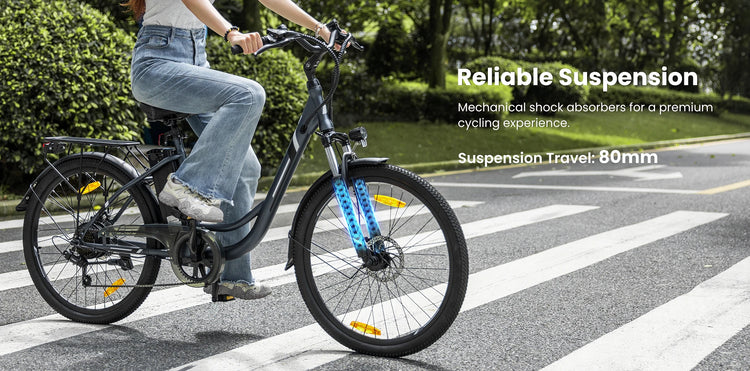 Bicicletta Elettrica Urbana Foride B1, Motore 250W, Coppia 45Nm, Batteria 36V 15.6Ah, Autonomia 90km, 5 Livelli di Assistenza, Modalità Camminata 6km/h