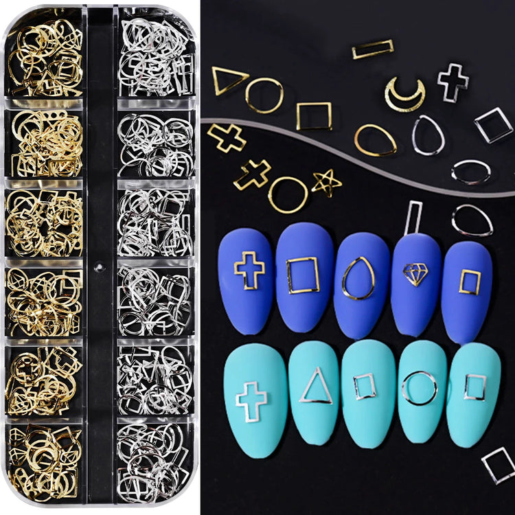 Ocean Starfish Shell Nail Charms Golden Silver Metal Nail Art Decoration 3D Nail Rivet Metallic Slice DIY Manicure Nail PartsY2K