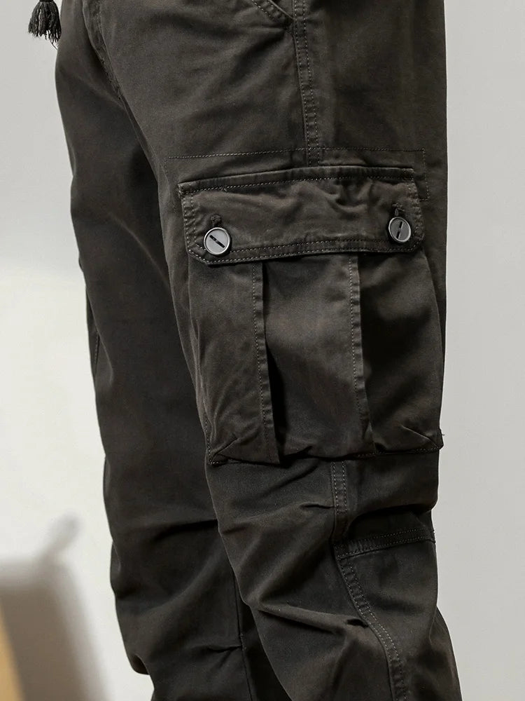 2023 New Multi-Pockets Spring Summer Cargo Pants Men Streetwear Zipper Leg Skinny Work Joggers Cotton Casual Tactical Trousers