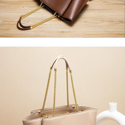 CHCH Women's Tote Bag 2026 Spring New Brown Magnetic Buckle Storage Bag Large Capacity Commuter Chain Bag PlatiNum