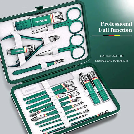 19Pcs Stainless Steel Manicure Set Portable Nail Clipper Kit with Foldable Storage Bag Nail Cutters Scissors Beauty Grooming Tools