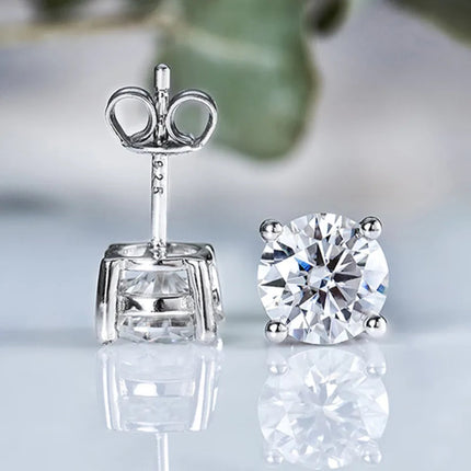Real 0.1-3CT Test Passed Moissanite Diamond Stud Earrings for Women S925 Silver Platinum Plated Bride Wedding GRA Fine Jewelry PlatiNum