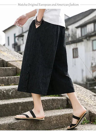 Pantaloni da samurai giapponesi Kimono da uomo Pantaloni casual in cotone retrò da uomo Pantaloni larghi casual Hip Hop Harajuku di alta qualità da uomo