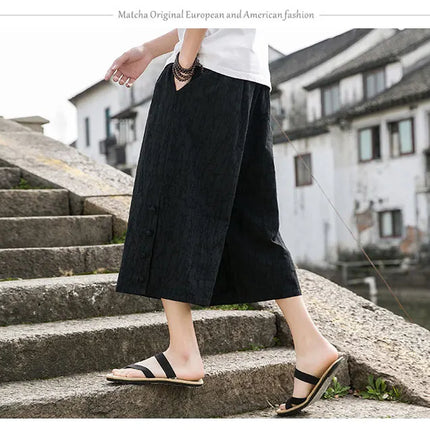 Pantaloni da samurai giapponesi Kimono da uomo Pantaloni casual in cotone retrò da uomo Pantaloni larghi casual Hip Hop Harajuku di alta qualità da uomo