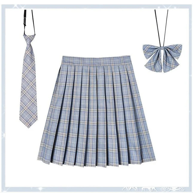Gonna a pieghe scozzese da donna con cravatta papillon XS- 5XL Harajuku Preppy Mini uniformi scolastiche giapponesi Gonna estiva Jupe Kawaii per ragazze