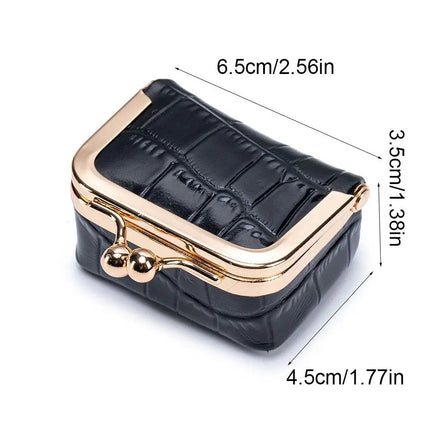Crocodile Patterned Kiss Lock Coin Purse Square Genuine Leather Leather Jewelry Bag Mini Multifunctional Small Item Bag Storage PlatiNum
