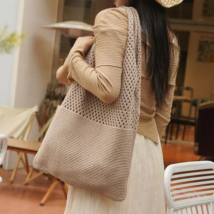 Borse a maglia da donna, borsa tote grande capacità, borsa estiva da spiaggia, borsa grande casual, borse a tracolla intrecciate a nido d'ape, borsa da donna