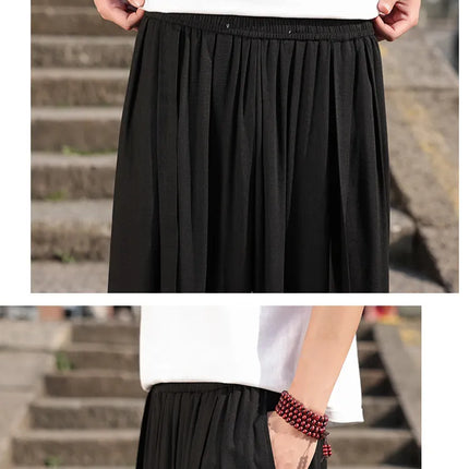 Pantaloni a Gamba Larga Stile Etnico per Uomo, Pantaloni in Lino Comodi e Traspiranti, Pantaloni da Ballo, Abbigliamento Casual Quotidiano, Pantaloni Hanfu, Taglie Fino a 8XL