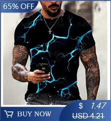 T-shirt homme imprimée en 3D, tissu tricoté en polyester, col rond, coupe régulière, t-shirt de sport à motif respirant, haut de fitness décontracté d'été