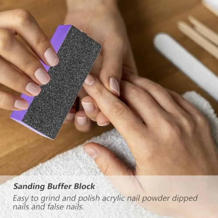 4 Pack Black Nail File 100/180 Grit and 3 Sided Buffer Block Set