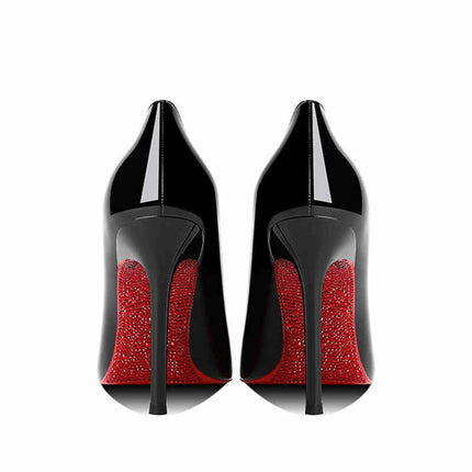 Tacchi da donna 2025 Nuovo marchio di lusso Décolleté Fondo rosso Punta a punta Strass Tacchi alti Elegante stiletto Party Prom Scarpe da donna