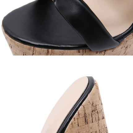 Aneikeh Wedges Heel Women Slippers Fashion Open Toe Platform Sandals Summer Super High Heels Female Party Shoes Size 35-42 PlatiNum
