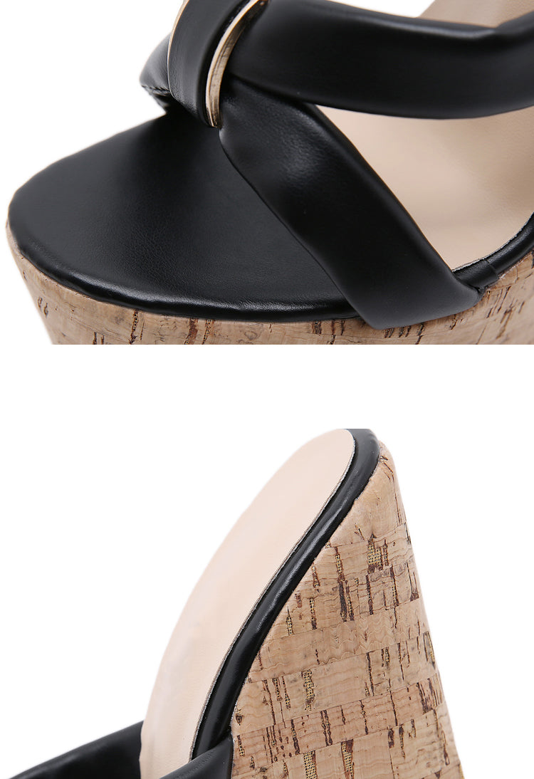Aneikeh Wedges Heel Women Slippers Fashion Open Toe Platform Sandals Summer Super High Heels Female Party Shoes Size 35-42 PlatiNum