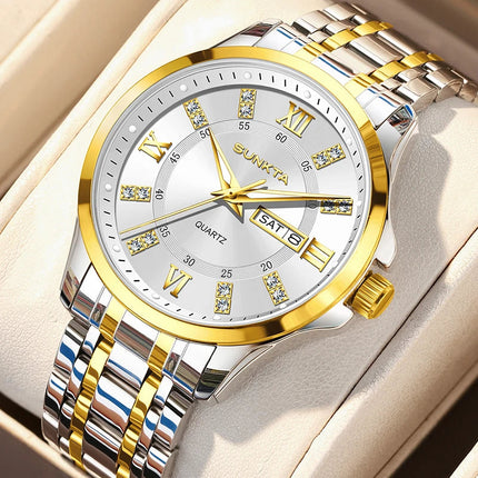 SUNKTA Orologio da Donna con Diamanti, Moda Creativa, Acciaio Impermeabile, Orologio al Quarzo Casual Luminoso con Bracciale platinumshop