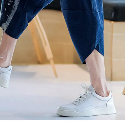 Pantaloni Kimono giapponesi da uomo in cotone traspirante Samurai Abbigliamento Pantaloni da uomo Stampa allentata Pantaloncini Harem retrò Pantaloni Hip Hop Harajuku
