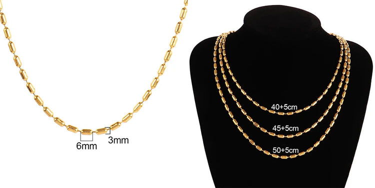316 Stainless Steel Necklaces For Women Necklace Long Beads Chain Necklace Choker Necklace Bead Necklace Fashion Jewelry Gift PlatiNum