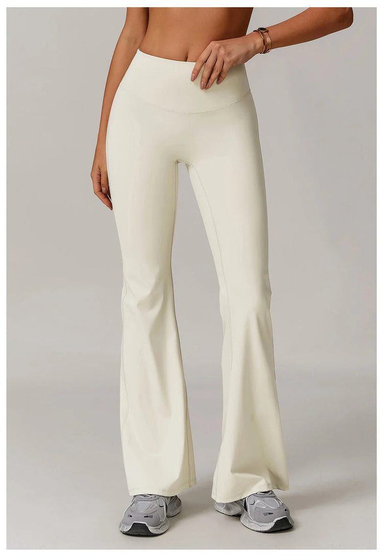 High Waist Wide Leg Pants Leggings Women Tights Fitness Bell-bottoms Yoga Elastic Leggings Push Up Gym Workout Flared Pants PlatiNum