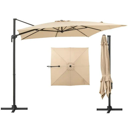 Ombrellone a braccio laterale da patio da 294 cm, quadrato, con rotazione - Beige