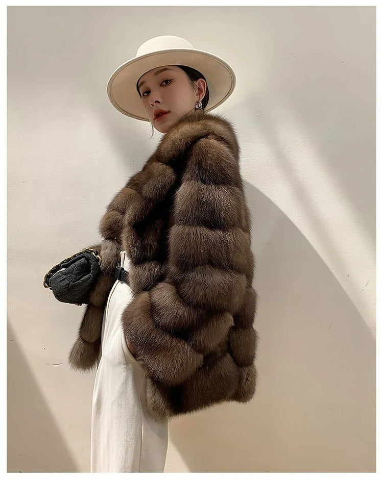 ZADORIN Luxury Designer Faux Mink Coat Woman Lapel Furry Brown Faux Fur Coat Woman Clothes Winter Chic Elegant Fluffy Fur Jacket